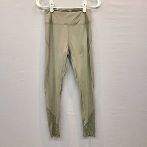 PINK Victorias Secret Leggings Green Cut Out Lace at Ankles Womens Small